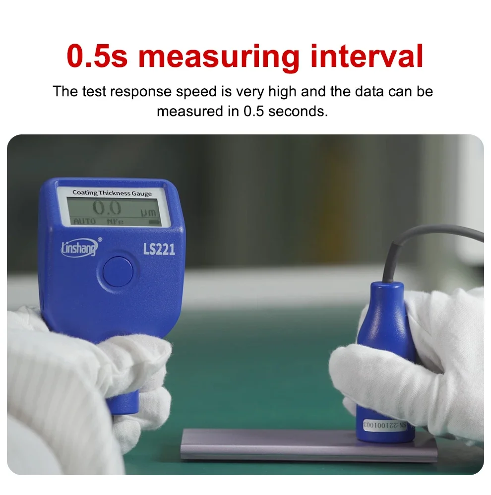 Thickness Meter LS221 Coating Gauge Mil Gage Dry Film 0-5000μm for Ferrous Non-f