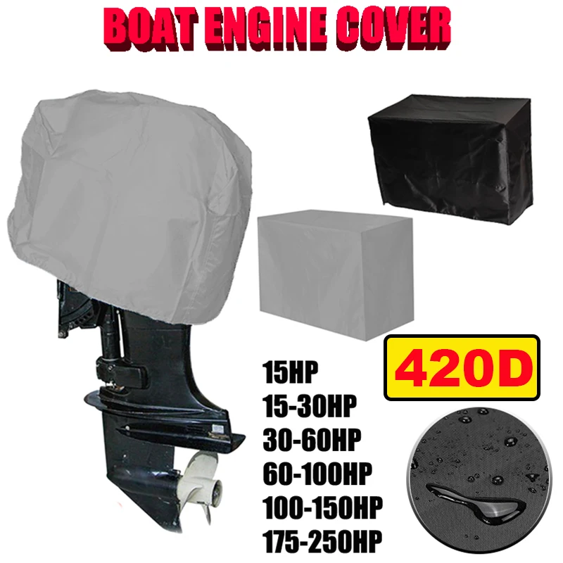 

420D 15-250HP Waterproof Yacht Half Outboard Motor Engine Boat Cover Anti UV Dustproof Cover Marine Engine Protector Canvas
