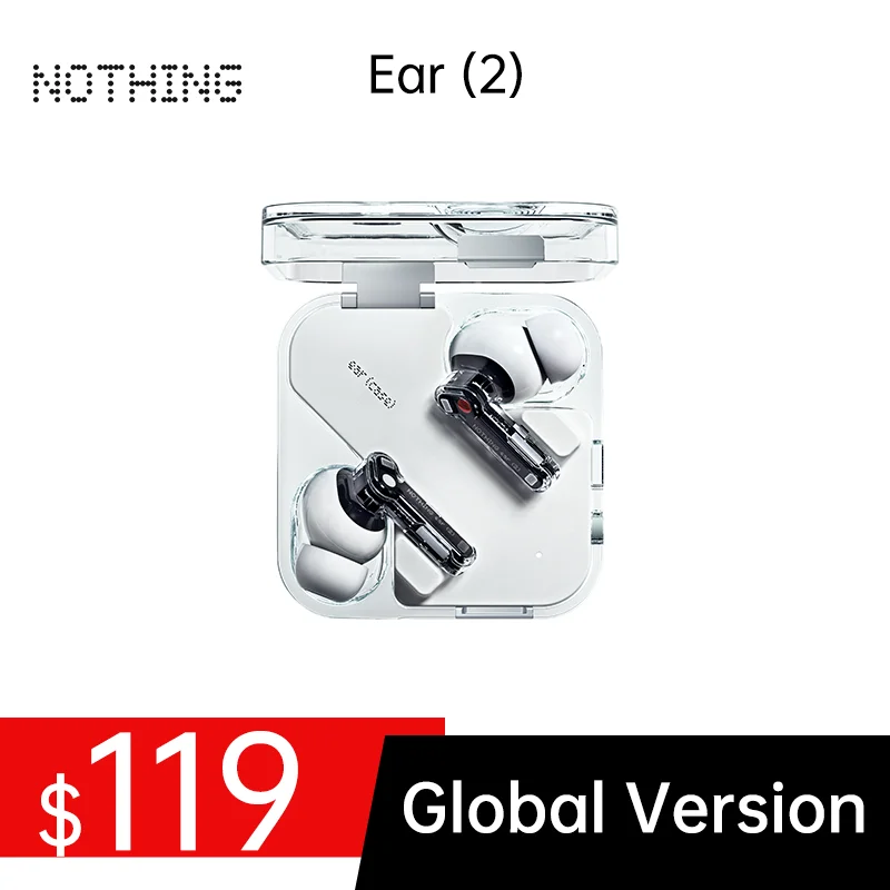 Global Version Original Nothing Ear 2 True Wireless Earbuds Bluetooth 5.3  Adaptive ANC Hi-Res 11.6mm Dynamic 36H Playtime Black