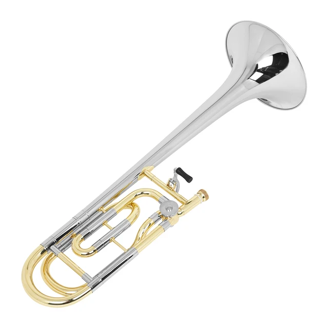 EASTROCK Bb Tenor Slide Trombone, B Flat Brass Plated Trombone Instrument For Beginners Students With Hard Case, With Mouthpiece, White Gloves (12.5mm/200 Mm), Blue