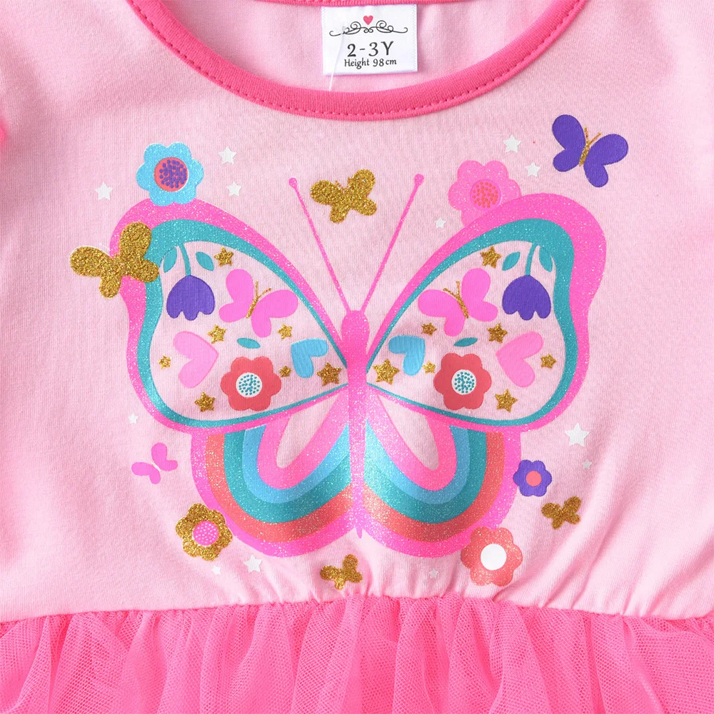 VIKITA Girls Butterfly Princess Party Tutu Dress Kids Long Sleeve Autumn Spring Layered Mesh Colorful Dresses