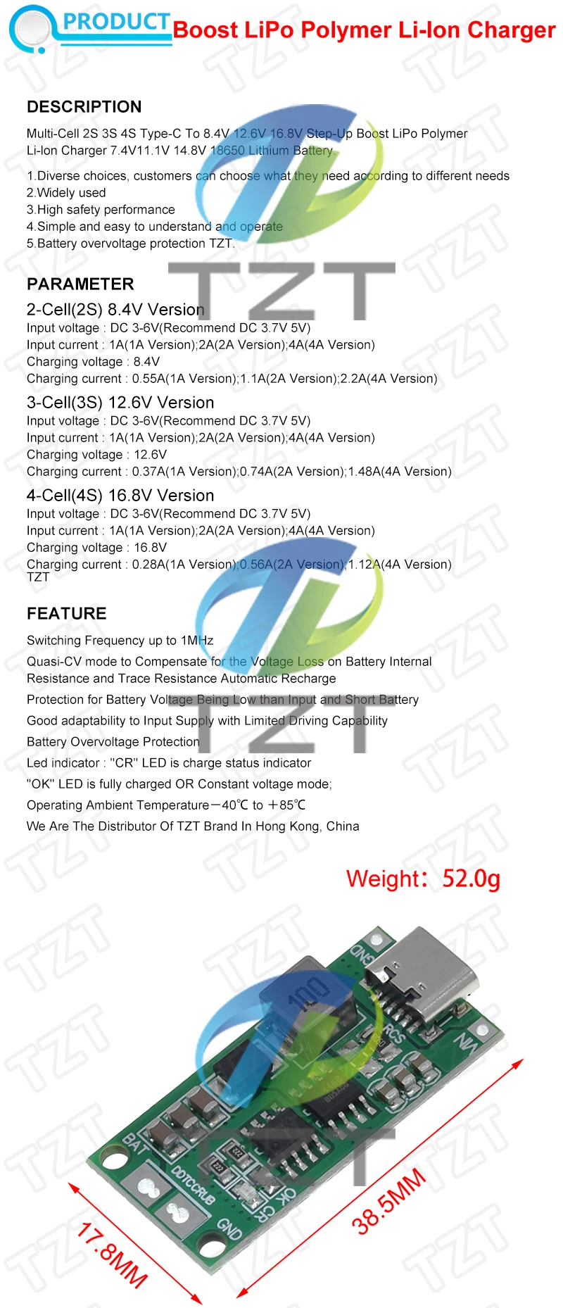 Mehrzellen 2S 3S 4S Typ-C bis 8,4 V 12,6 V 16,8 V Step-Up Boost LiPo Polymer Li-Ion Ladegerät 7,4 V 11,1 V 14,8 V 18650 Lithium-Batterie – Detail 6