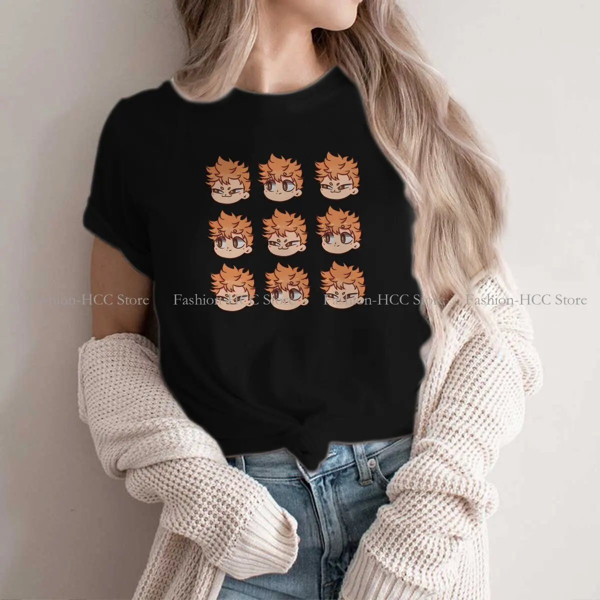 

Haikyuu Cartoon Anime Polyester TShirts Hinata Print Homme T Shirt Funny Clothing