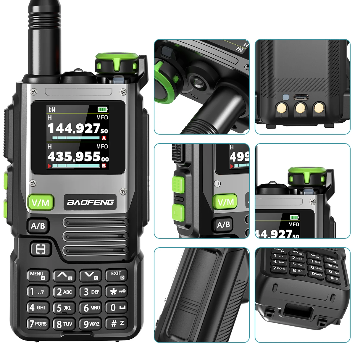 ハンドマイク付 Baofeng UV-K61 Pro エアバンド 144/430 広帯域