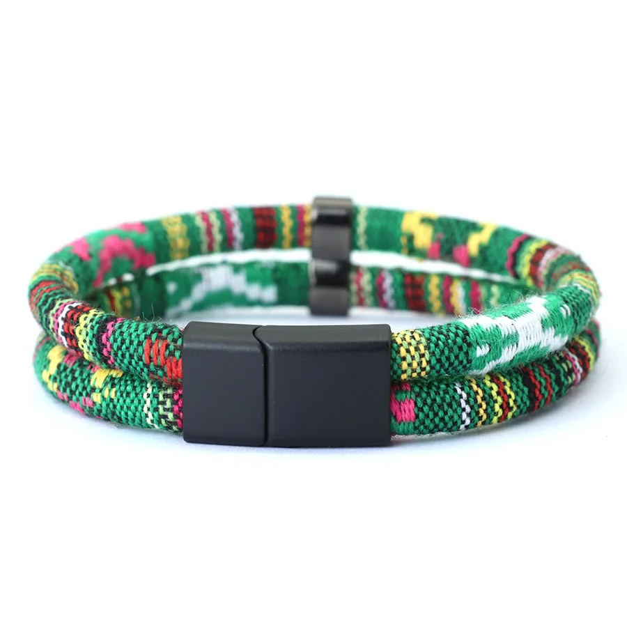 Noter Neue Herren Armband Mit Seil Abnehmbare Magnet Schnalle Wrap Armband Doppel Schicht Böhmischen Stoff Armband Freizeit Pulseira – Detail 13