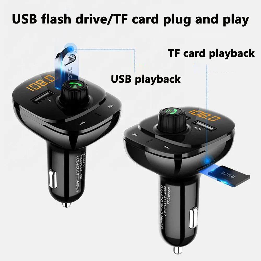 Car Bluetooth Mp3 Player Dual Usb Fast Charger Fm Transmitter