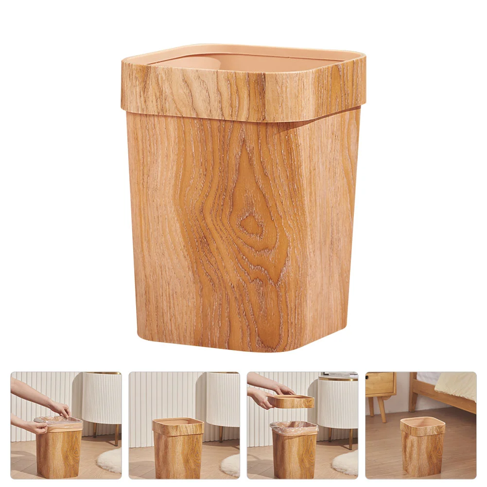 

Vintage Decor Square Trash Can Large Capacity Garbage Simple Style Waste Bucket Office Room