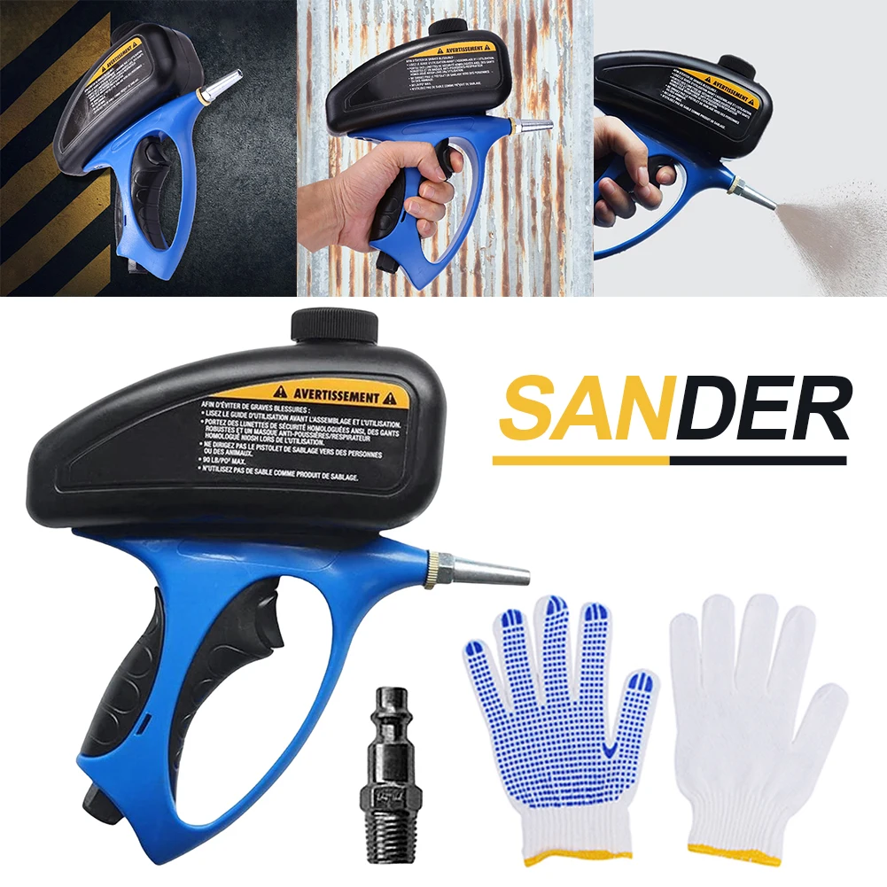 

150 PSI Sand Removal Blasting Machine Adjustable Flow Pneumatic Air Sandblasting Gun with Nozzle&Gloves Sandblaster Spray Gun