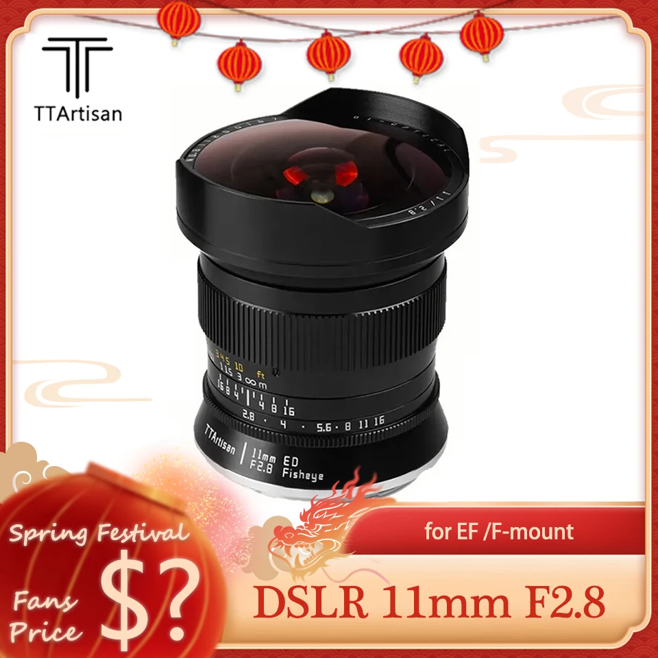 Ttartisan 11Mm F2.8 Full Frame Mf Fisheye Dslr Obiettivo Della Fotocamera Per Canon Eos-1D X Mark Iii Eos 5D Nikon D6 D850 D780