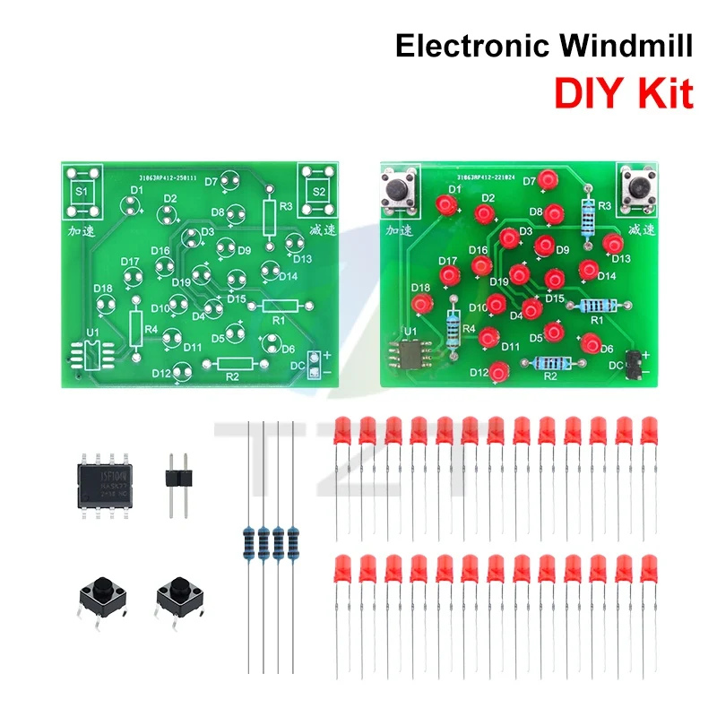 TZT 1/3-teiliges DIY-Kit, elektronisches Windmühlen-Set, DC 5 V, lustiges DIY-Set zum Löten, elektronisches DIY-Kit – Detail 6