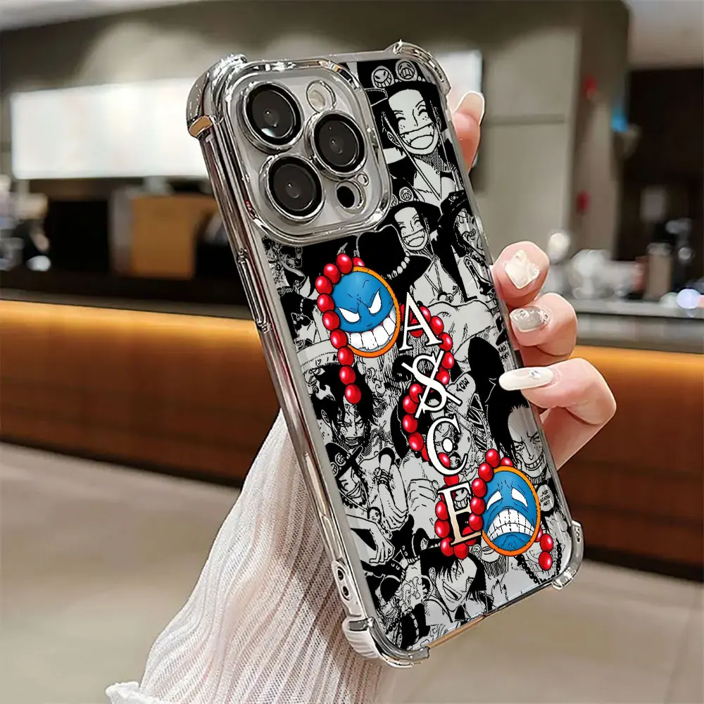 Sleek Portgas D. Ace One Piece Plating Phone Case - Anti-Fall Protection