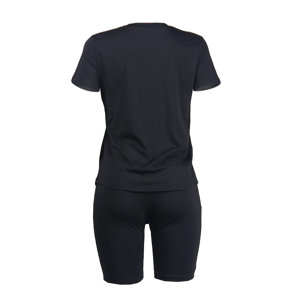 plus size sweat suits L094 Summer Ladies Leisure Sports Two Piece Set Solid Color Letter Printing Short-sleeved T-shirt and Shorts Sports Suit Women womens underwear sets