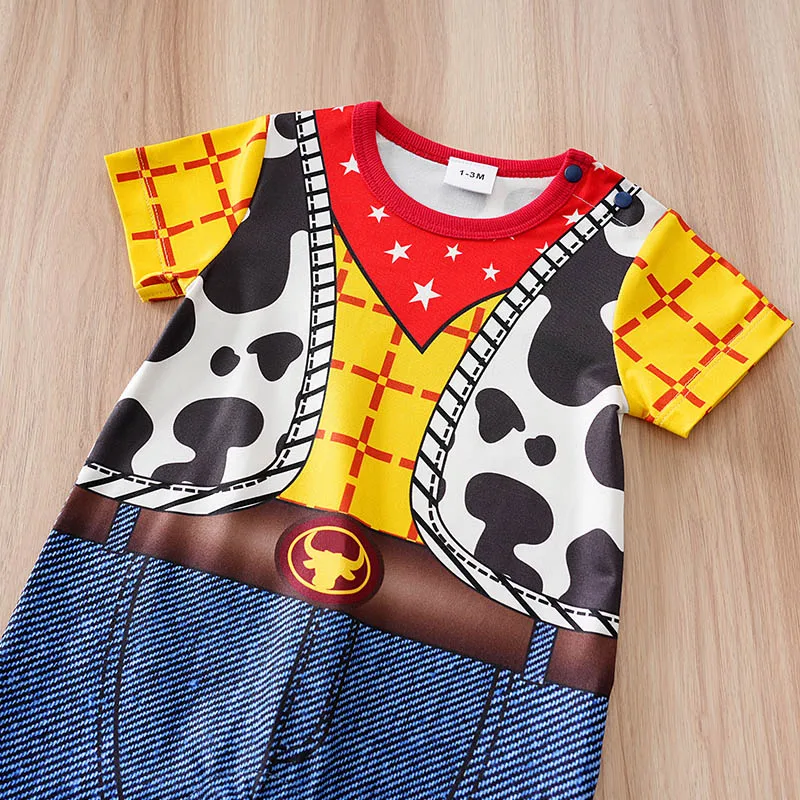 Abbigliamento neonato cosplay da 0 a 18 mesi, tutina a maniche corte con stampa cartone animato, pantaloni, abbigliamento estivo per neonati, moda neonatale. - immagine 4