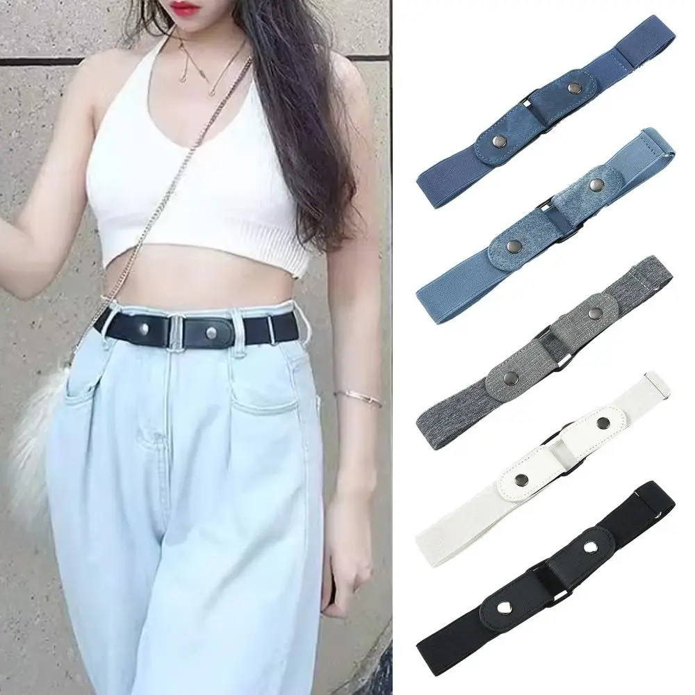 

2Pcs Jean Pants Dress Buckle-Free Belt No Buckle Waist Belt Fashion Invisible Belt for Women Men