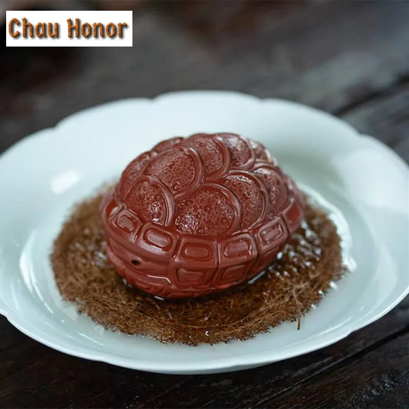 Creativity Yixing Raw Ore Dahongpao Purple Clay Tea Pet Tortoise Shell Ornaments Handmade Sculpture Tea Table Accessories Gifts