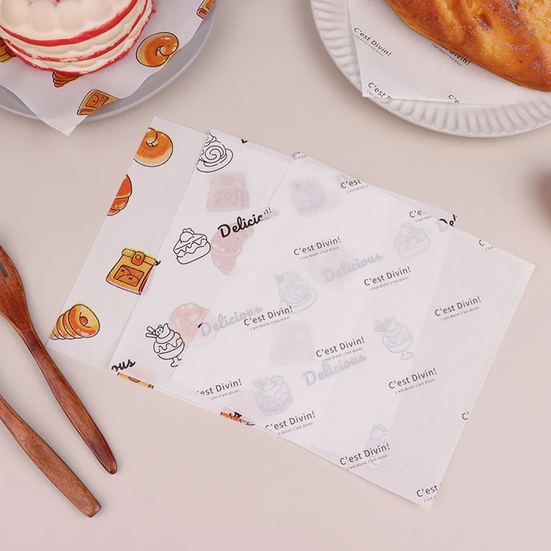 Parchment Baking Paper 50Pcs Food Grade Baking Wax Paper Food Wrappers For Cake Pastry Wrapping Grease Paper For Festival Party Bread Burger Oilpaper parchment baking paper