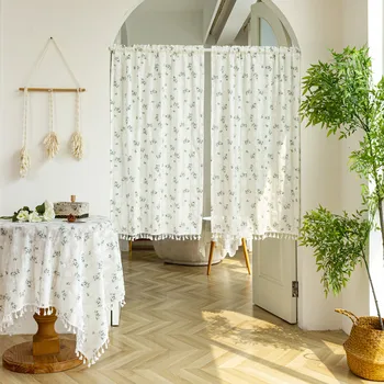 Tende coreane a margherita Tende oscuranti con nappa, tenda floreale in cotone per cucina, camera da letto, soggiorno, armadietto per finestra a bovindo 1