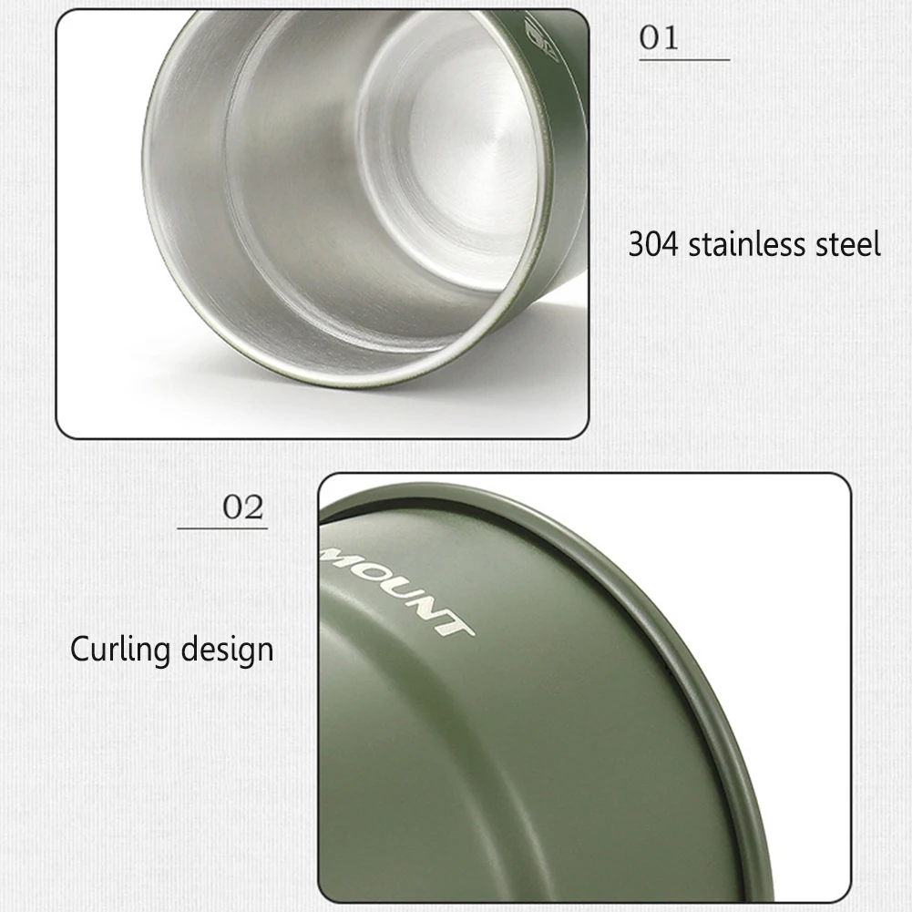 300ml Outdoor Camping Cup Portable Stainless Steel Camping Mug Stackable Lightweight for Travel Hiking Backpacking