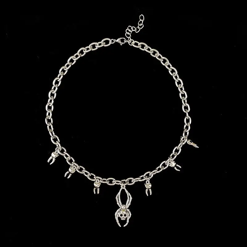 

Vintage Fashion Personality Hip Hop Spider Skull Necklace Unisex Punk Gothic Pendant Banquet Jewelry Accessories Gift