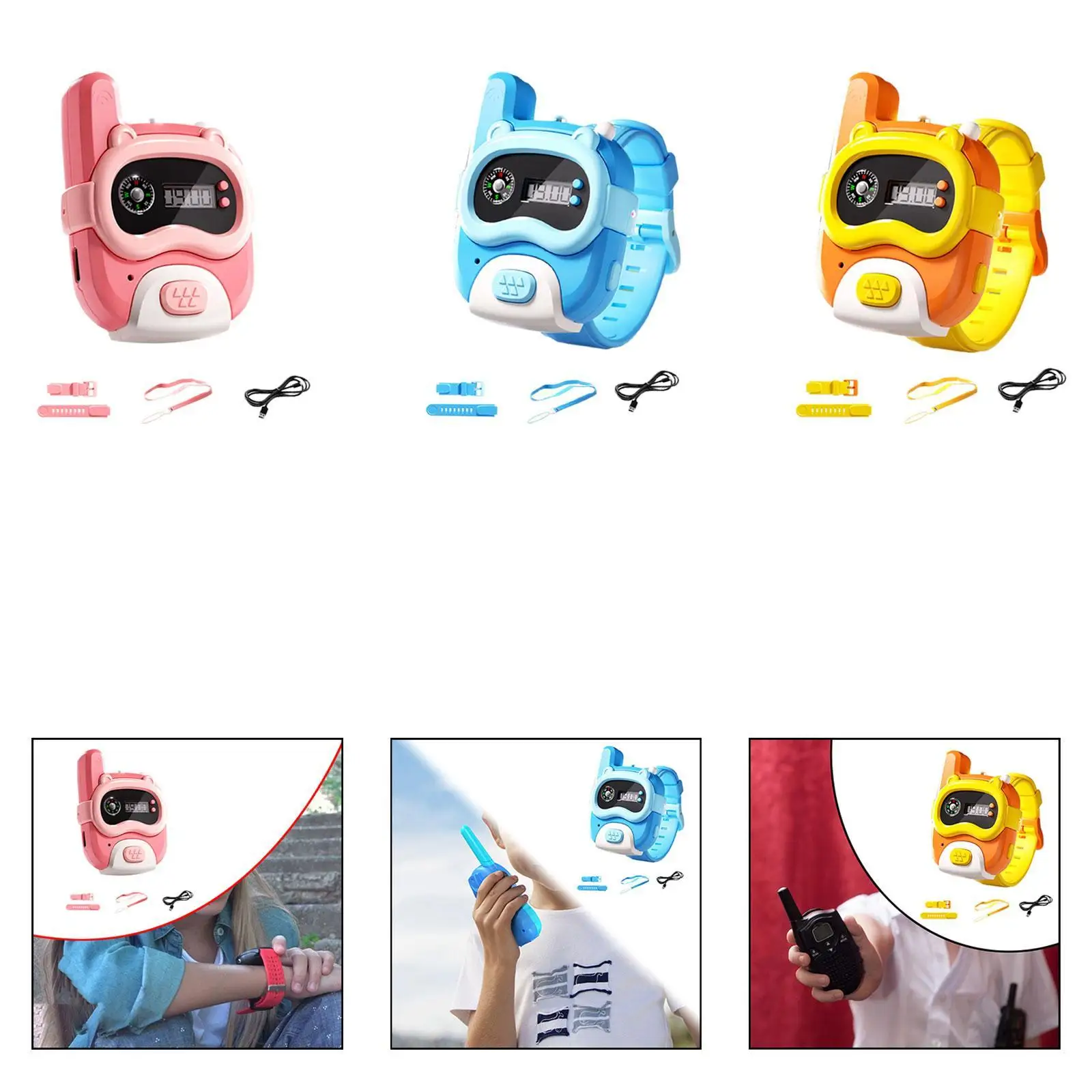 Walkie Talkie Watch Cute Walkie Talkies for Kids for Hiking Accessories Outside Birthday Gifts 4-6 Years Old Girls and Boys