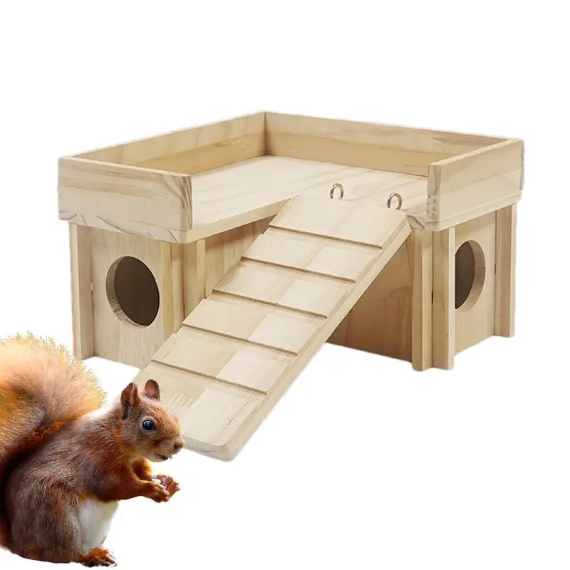 

Hamster House Wood Hamster Resting House Exploring House With Funny Climbing Ladder Slide Secret Peep Shed For Hamster House