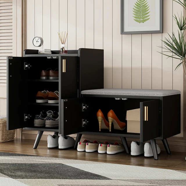 KOMHTOM Modern Wood Grain Shoe Benches KOMHTOM Modern Wood Grain Shoe Benches