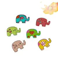 50pcs/pack Wood Buttons Sewing Scrapbooking Random Mixed color 2 Holes Elephant Pattern buttons 20mm x29mm botoes decorativo 1