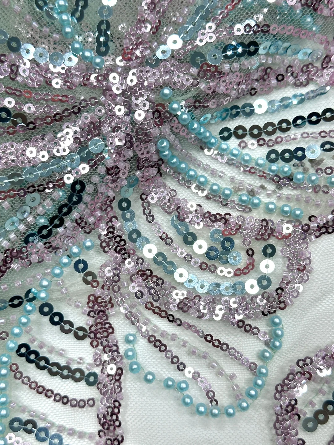 2026 Eleganter Hochzeits- und Abendkleiderstoff - Weicher Tüll mit Pailletten und Steinen, Hochwertig (Neueste Österreichische Kollektion) NN5891_Z – Detail 17