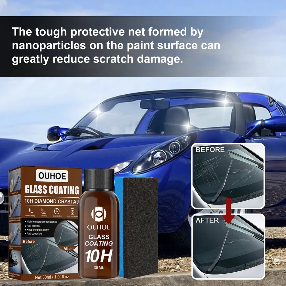 30ml 10H Diamond Ceramic Glass Coating Care Wax Crystal Car Care For Front Windshield Side Glass Sunroof Rearview Mirror auto ceramic coating liquid