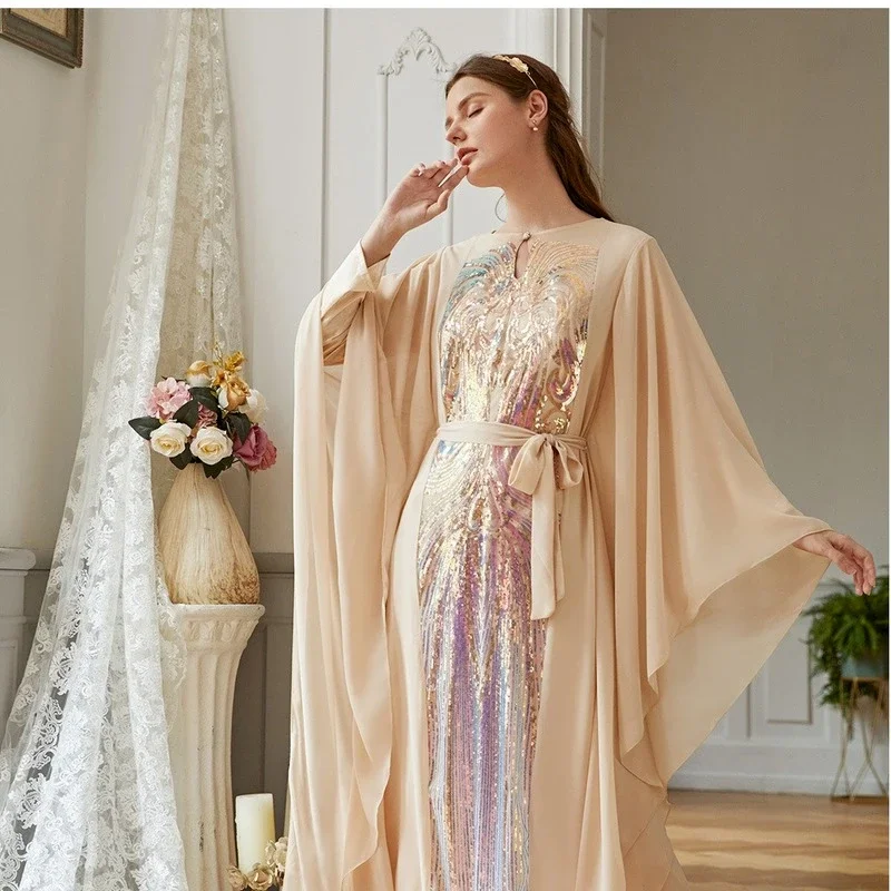 2025 New Abayas Women Dubai Turkey Eid Ramadan Abaya Femme Chiffon Abayat Gulf Muslim Fashion Dress Islamic Clothing Formal Robe 5