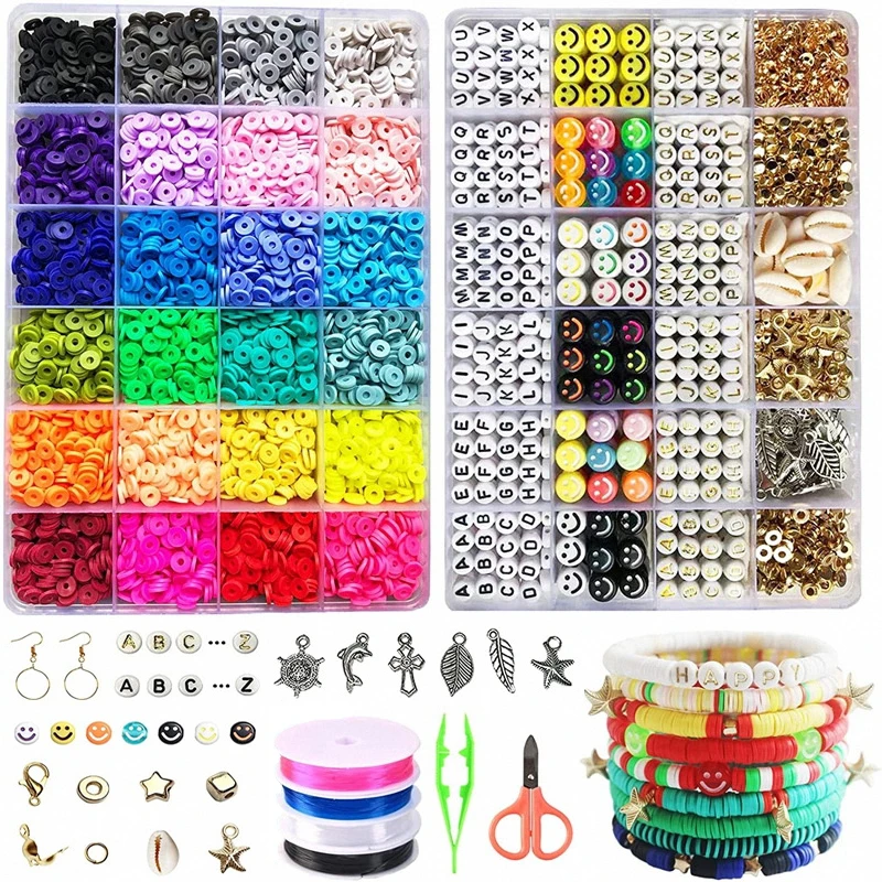 Clay Beads 7200 Pcs 2 Boxes Bracelet Making Kit - 24 Colors