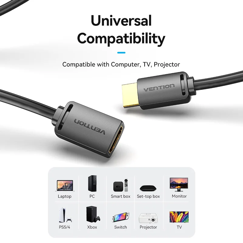 Vention 4K HDR HDMI Extension Cable - Male to Female Adapter Cord