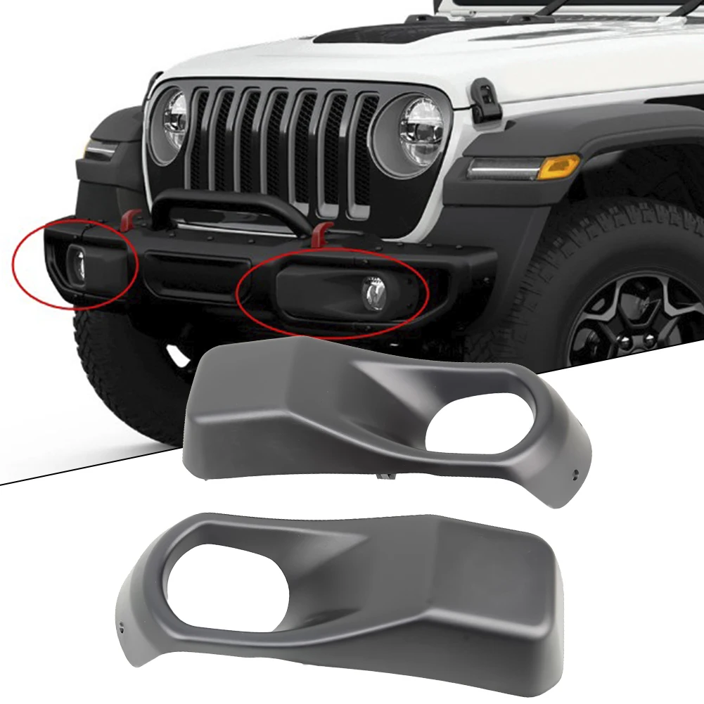 Front Bumper Fog Light Cover Cap para Jeep Wrangler JL 2018, ABS Fog Lamp moldura moldura, esquerda-direita acessórios do carro, 1 par