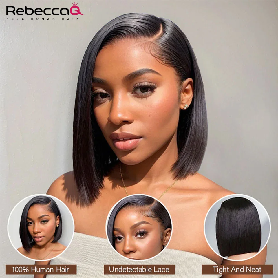 Bone Straight Bob Wig Lace Frontal Human Hair Wigs For Women Short Bob Wig 13x4 HD Lace Frontal Glueless Human Hair 180% human hair wig