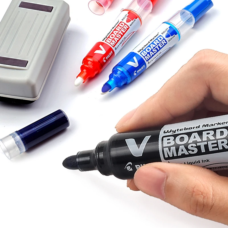 1Pcs PILOT large capacity whiteboard pen round head WBMAVBM color waterborne safety mark replaceable refill 6 colors optional
