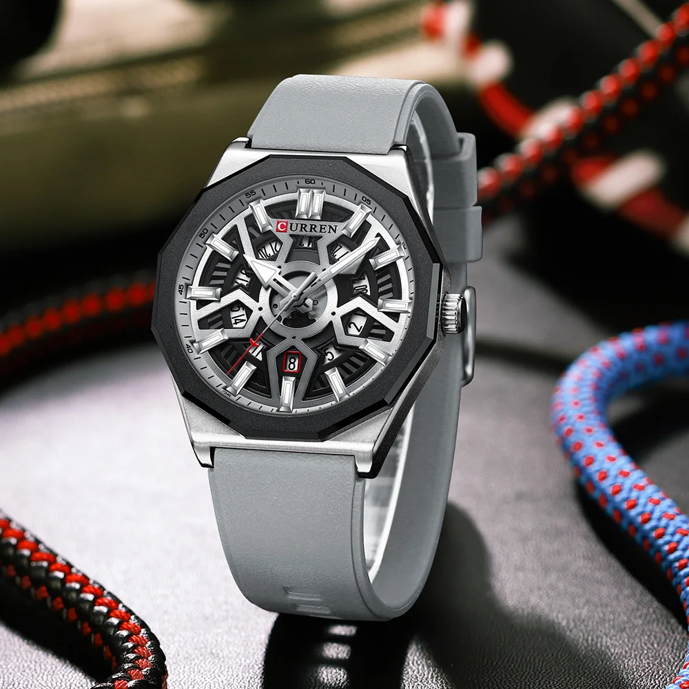 Men's Top Casual Sports Silica Gel Waterproof Quartz Wrsites for Male Auto Date Hands Clock 8437_voghion.com