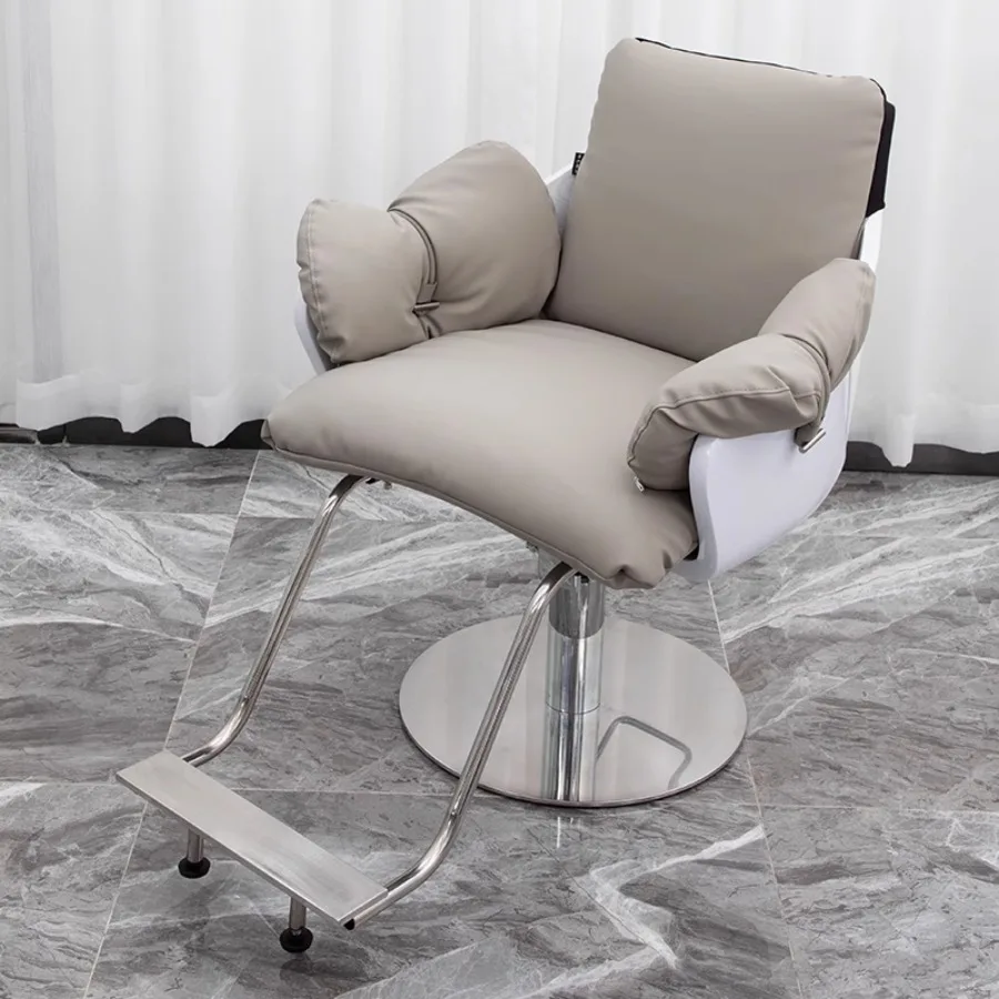 Luxury Gray Hairdressing Chair Cream Silver Professional Acessories Hairdressing Chair New Salon Memory Foam Stuhl Dining Chair