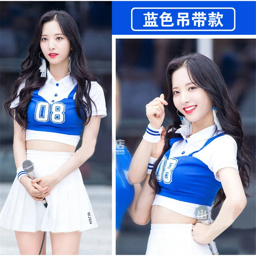 Korean Women's team Costumes High School Girl Football Basketball Baby Cheerleader Costume Sport Cheer Uniform Top With Skirt