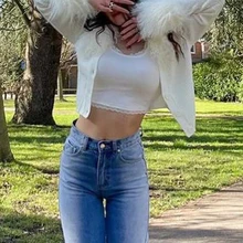 

Winter 2022 new Fur Collar and Cuffs Cropped Cardigan Sweaters Women Fairy Elegant Fashion Single Breasted Y2K Fairycore Jacket
