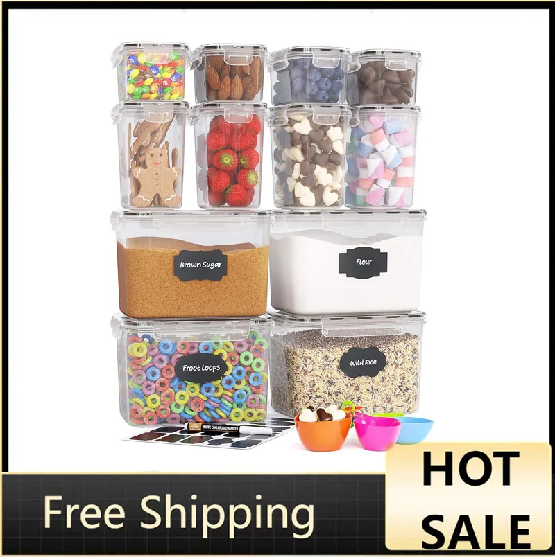 

Airtight Food Storage Containers for Pantry Organization and Storage (12 PC Set) Kitchen Bulk Food Canisters for Sugar