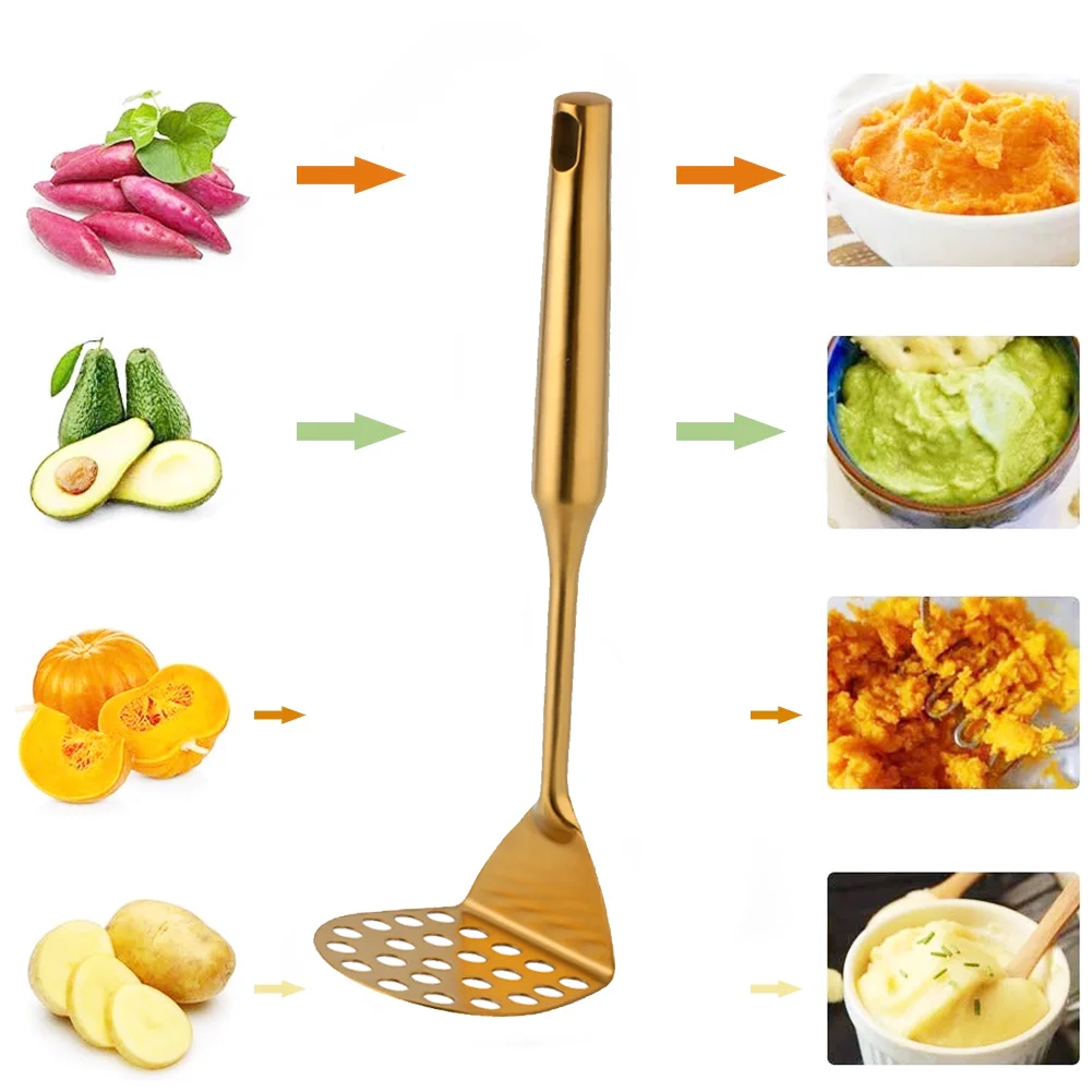 Stainless Steel Masher Pressed Potato Masher Crusher kitchen gadgets metal Rice Pusher Puree Maker cooking tools