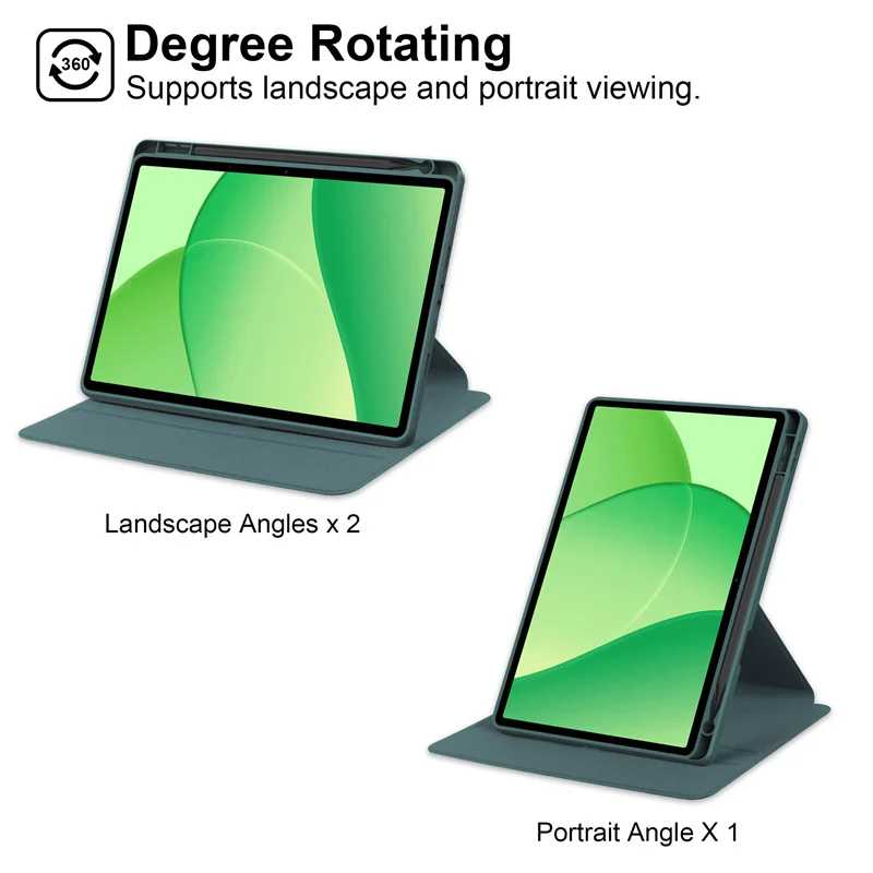 Enhanced Tablet Case with 360° Rotating Acrylic Stand and Pen Holder - Clear Hard Shell 11-inch Cover