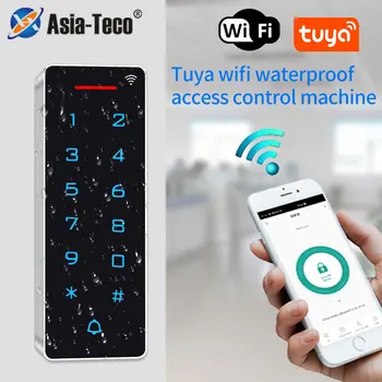 WIFI Tuya 똑똑한 App 문 접근 제한 디지털 방식으로 키패드 RFID 125Khz 13.56Mhz IP67 방수 역광선 카드 판독기 Wiegand 입력