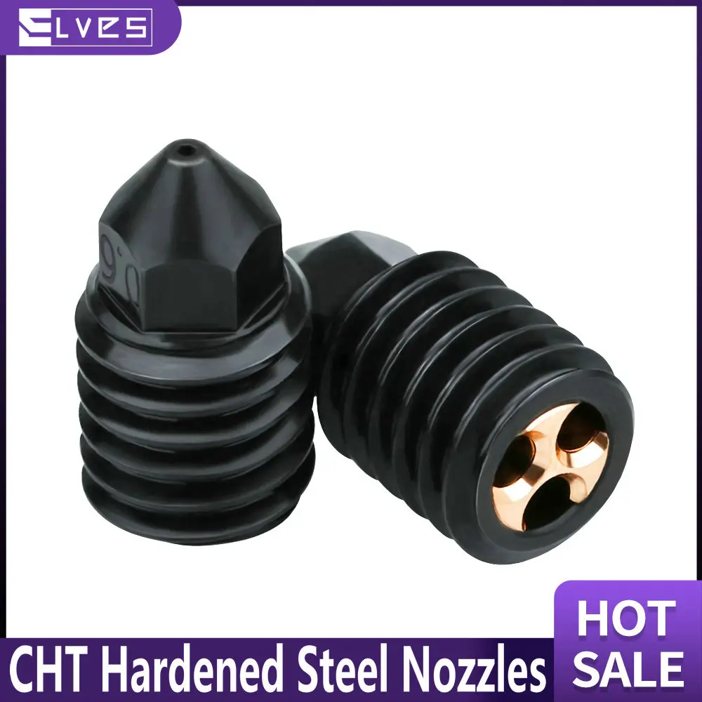 ELVES CHT High Flow Upgraded Hardened Steel Nozzles, Resistance High Temperature of 500 ℃, Compatible with Bambu Lab X1 Carbon