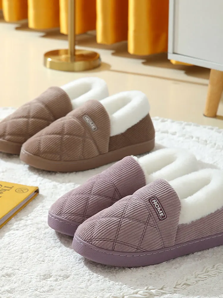 Shevalues Frauen Plüsch Hausschuhe Winter Warme Pelz Rutschfeste Wolke Hausschuhe Outdoor Atmungsaktive Dicke Flache Sohle Slipper Hause Hausschuhe – Detail 5