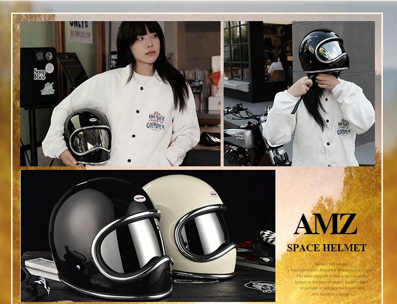 スペースビンテージヘルメット Amz-ヴィンテージ日本のグラスファイバーのオートバイ用