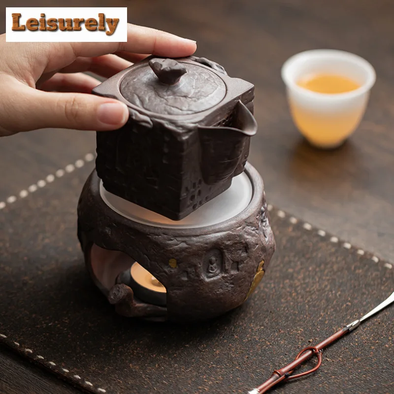 Old Rock Mud Zen Buddha Shadow Tea Warmer Holder Alcohol Burner Stove Kettle Stand Baked Milk Jar Carbon Furnace Accessories 