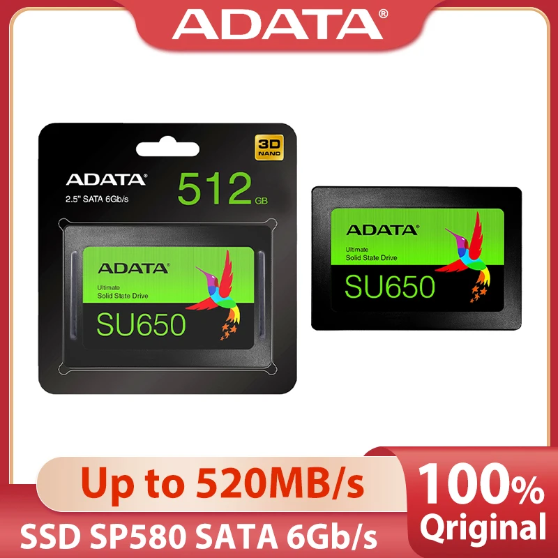 Adata Ultimate Solid State Drive Su650 2.5 Pollici Sata Ssd Hard Disk256Gb Ssd 512Gb Unità A Stato Solido Interna Sataiii Per Desktop