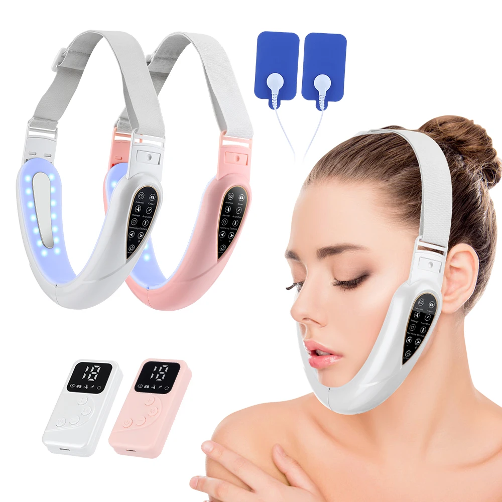 

TENS Pulse Massage Beauty Device EMS Microcurrent Facial Lifting Device LED Photon Therapy Face Slimming Vibration Massager