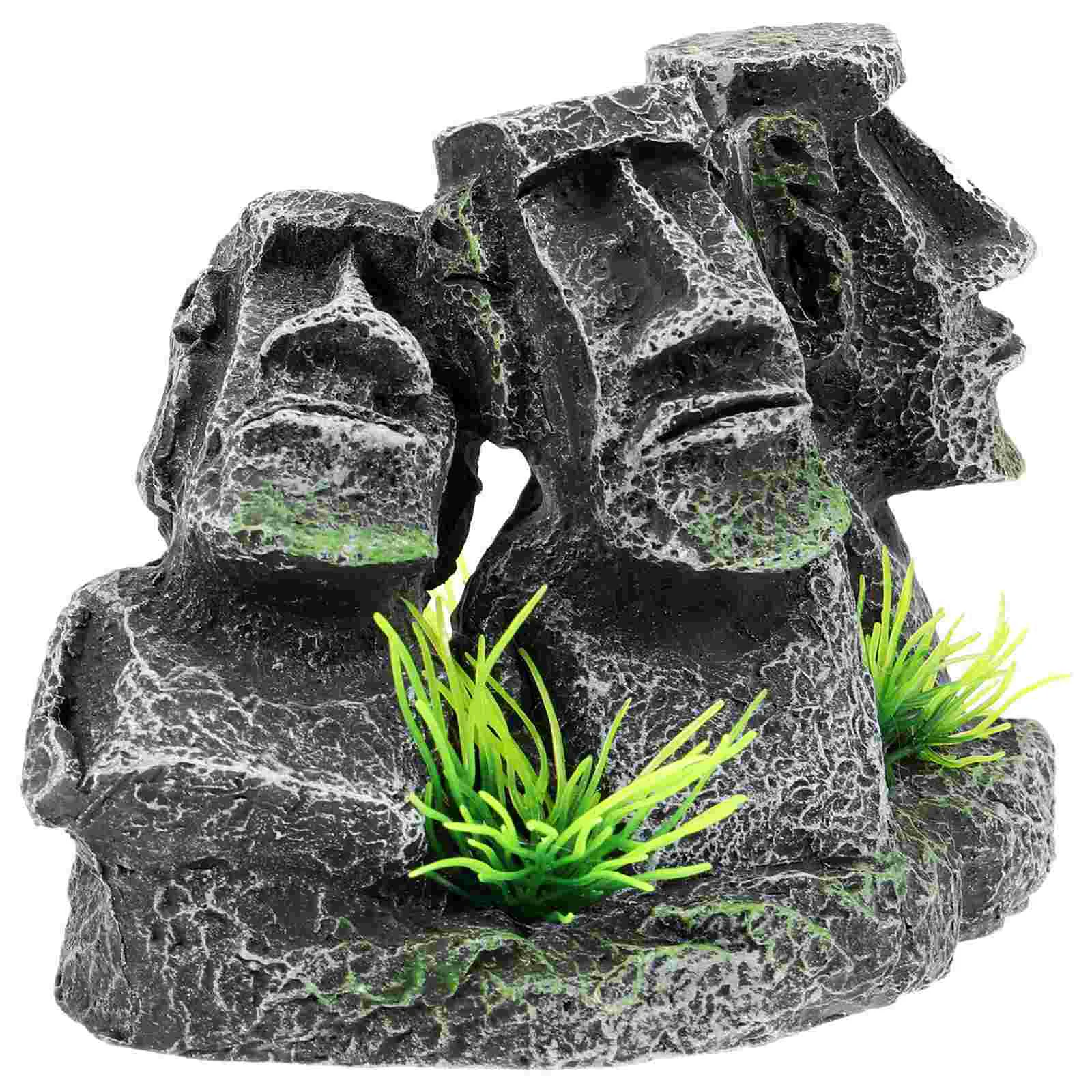 

Fish Tank Ornament Resin Aquarium Moai Decor Fish Tank Ornament Fish Tank Moai Decor
